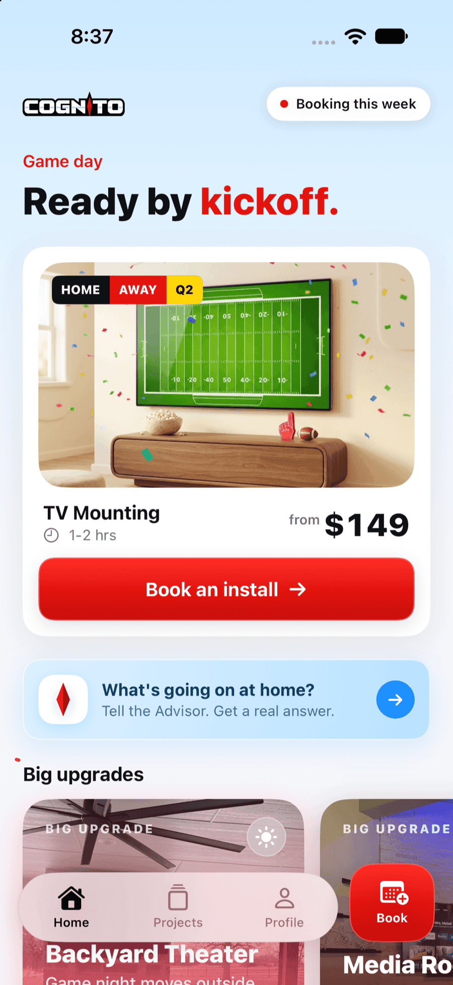 Cognito app Home screen