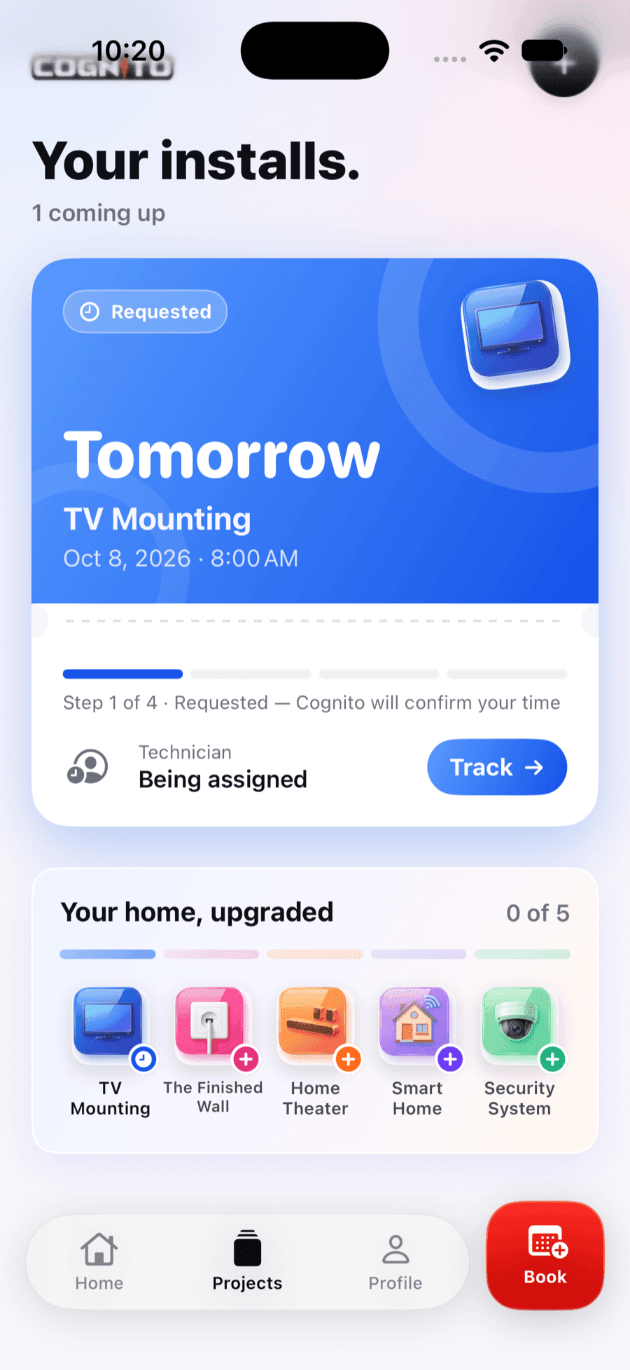 Cognito app install ticket with the job details