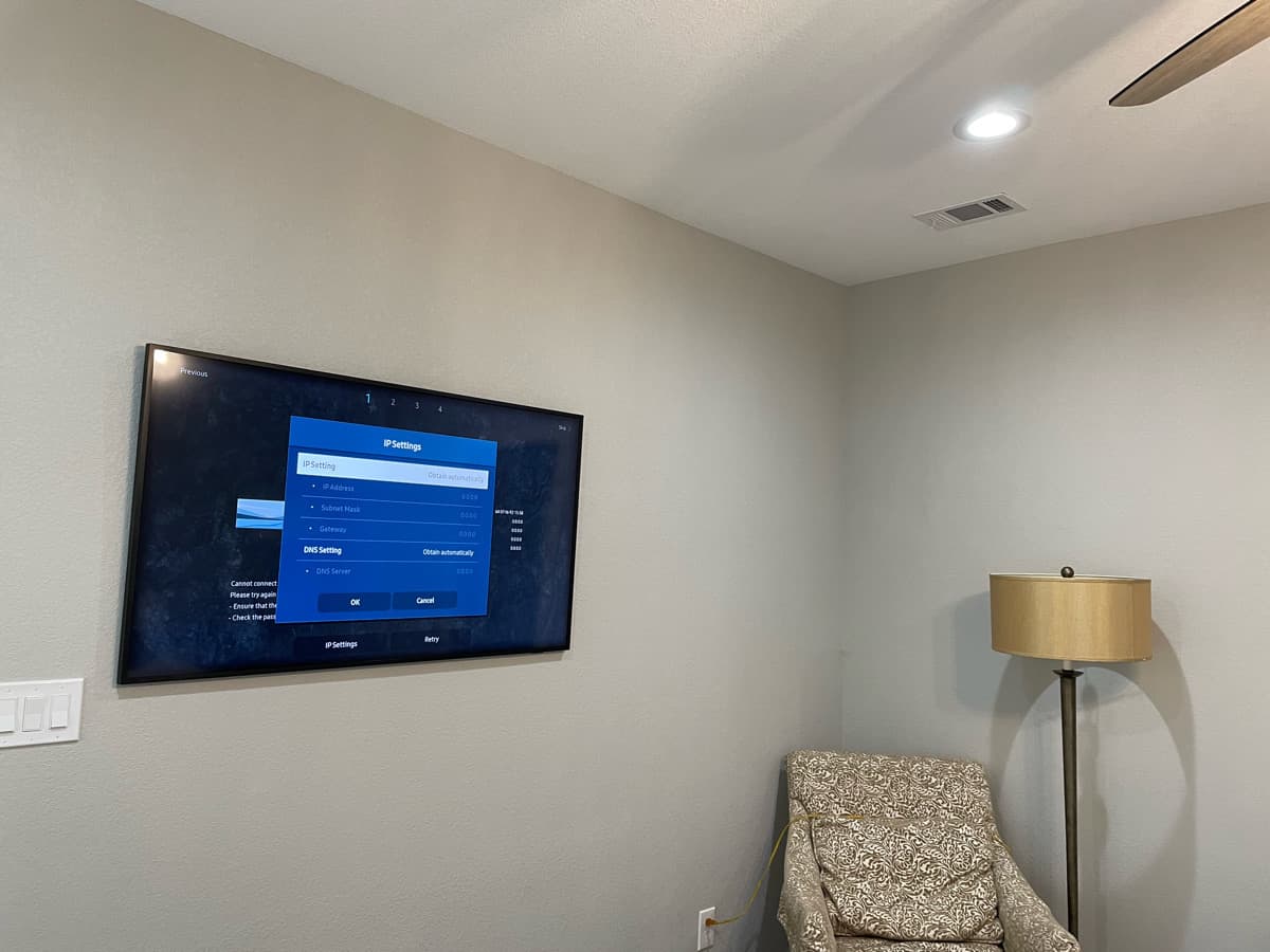 Corner room angled TV wall mount Plano TX