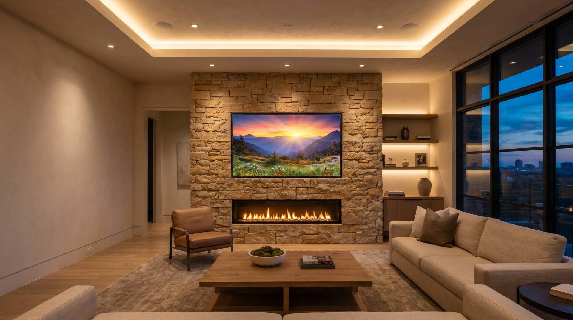 Living-room TV install in Arlington TX