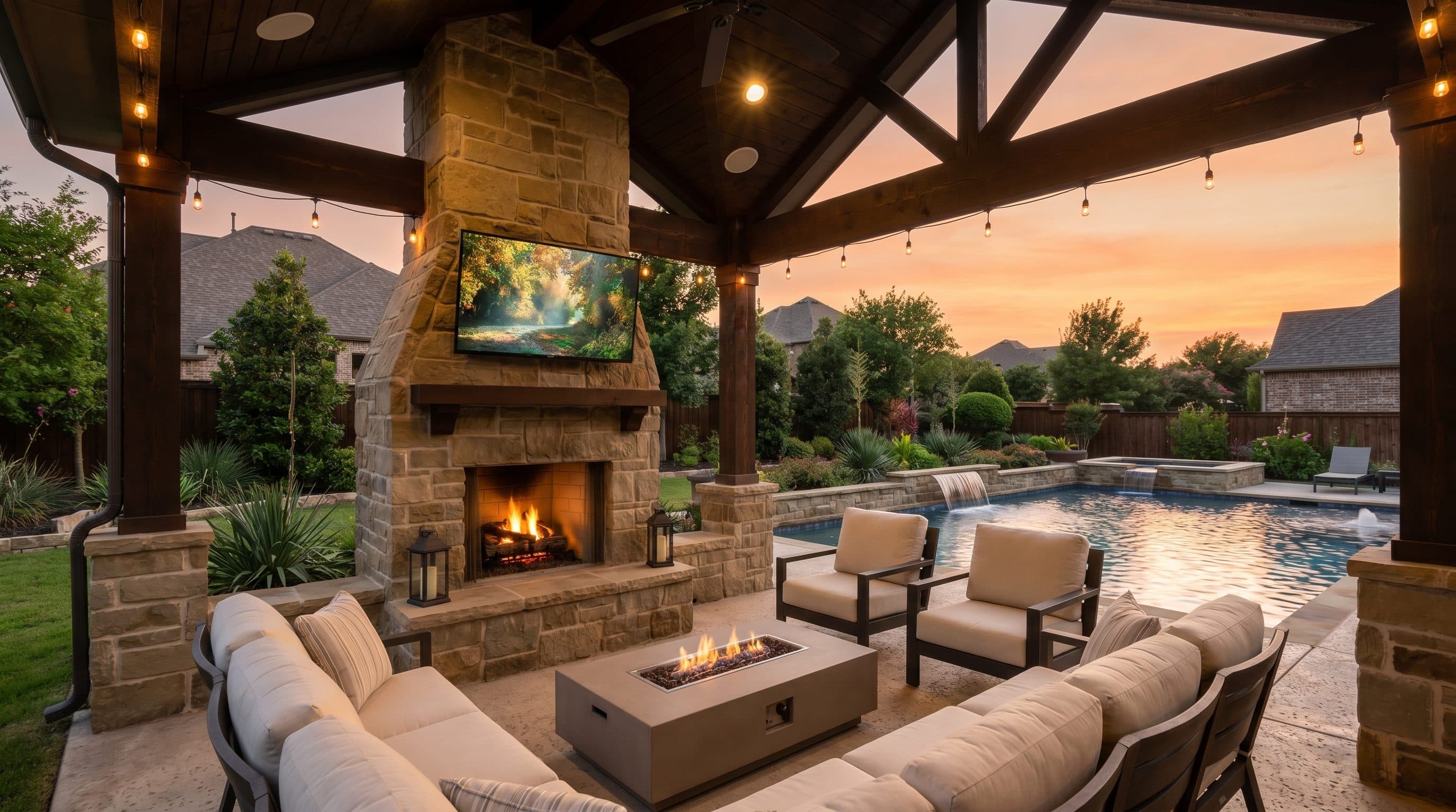 Outdoor patio TV install in Flower Mound TX