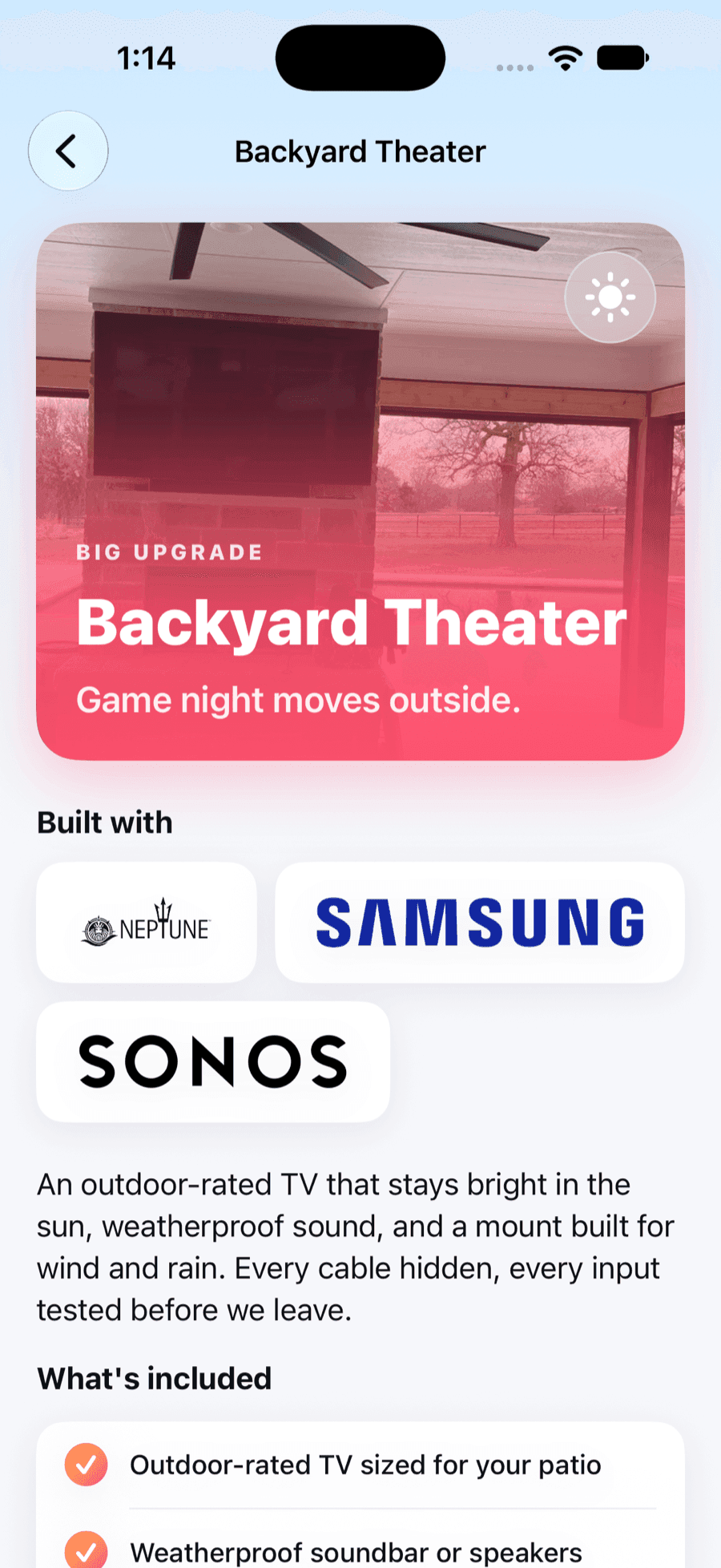 Cognito app Big Upgrade page with a photo and a Get a quote button
