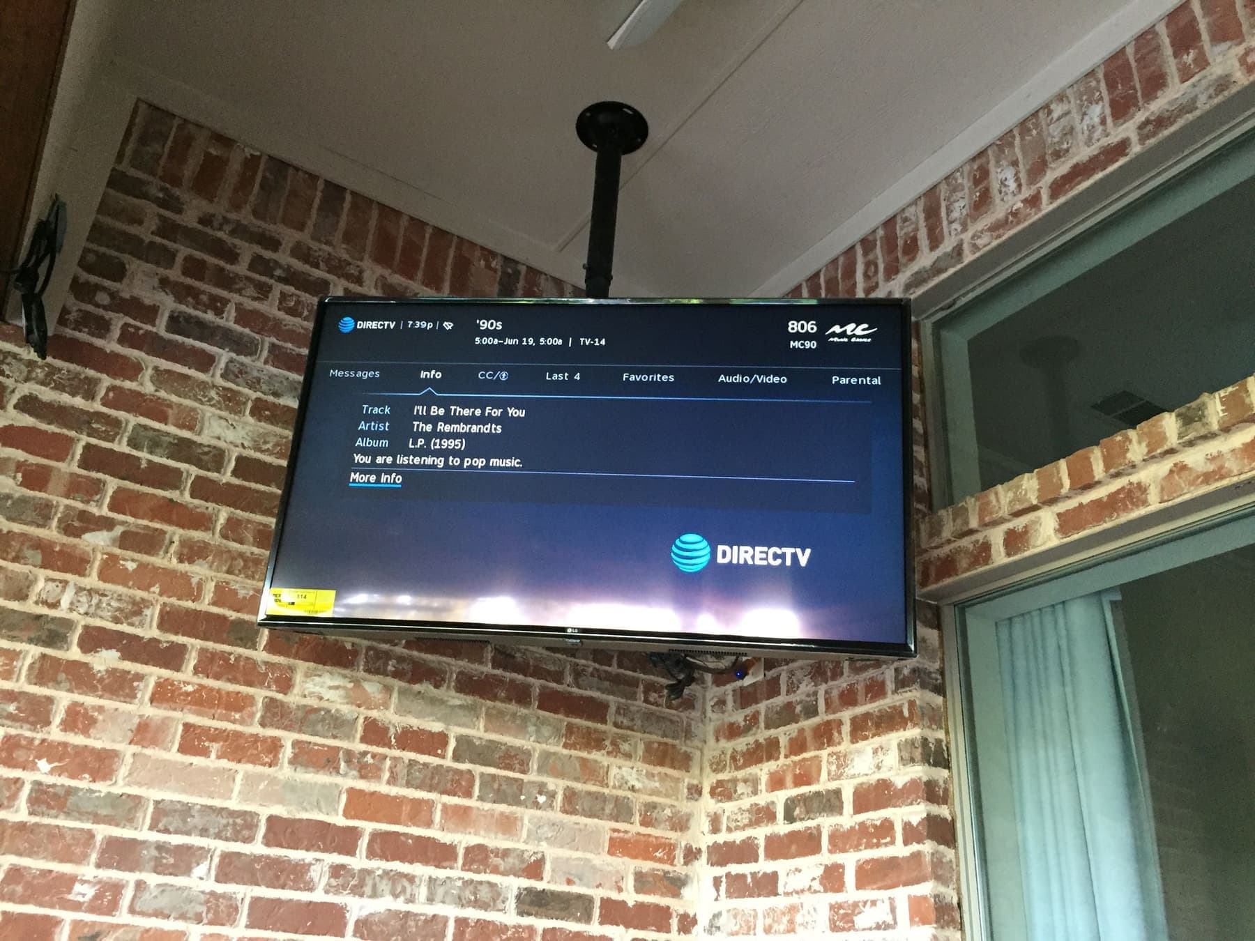 Ceiling Mount in a Brick Corner