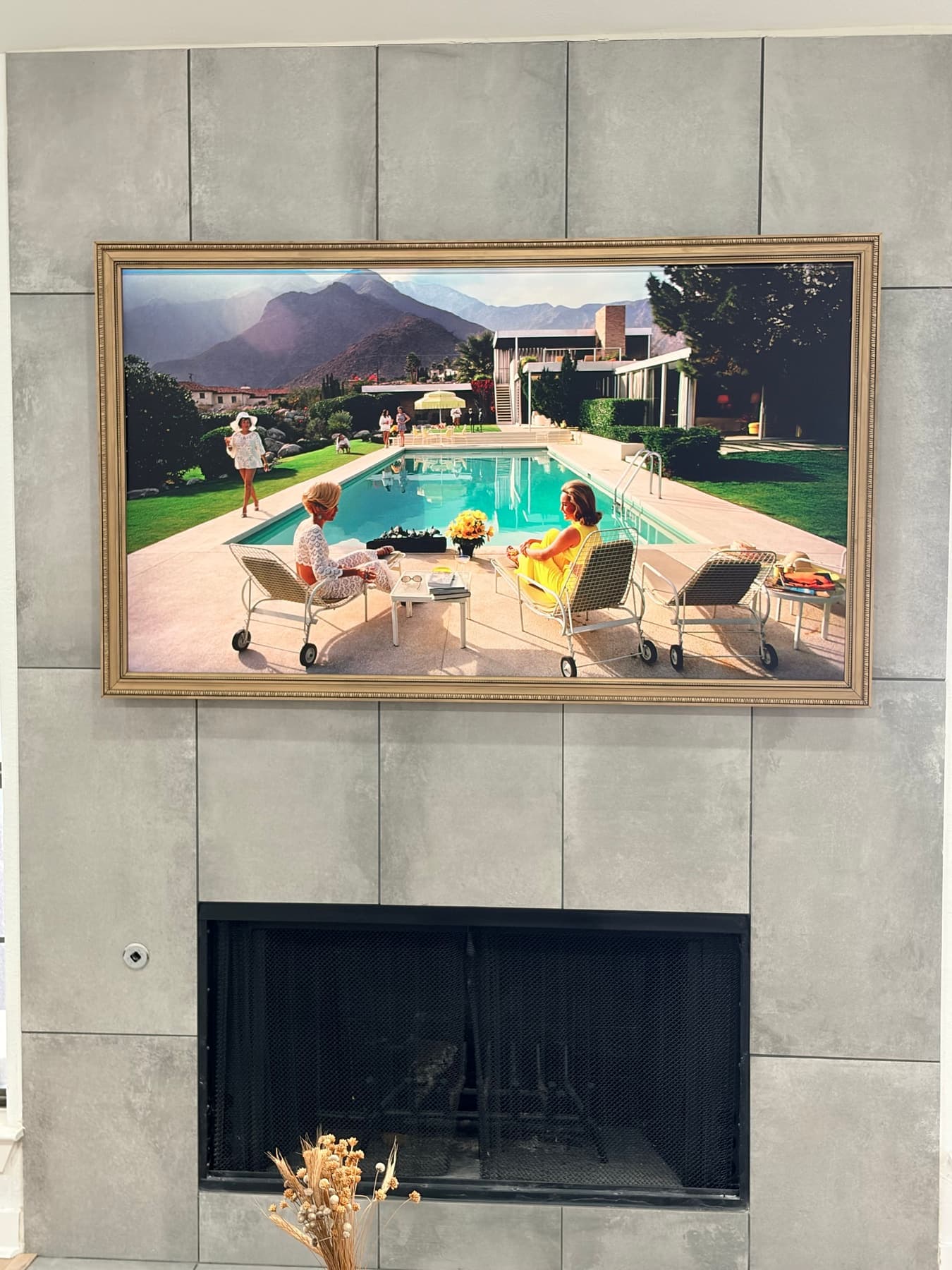 Frame TV on a Tile Fireplace
