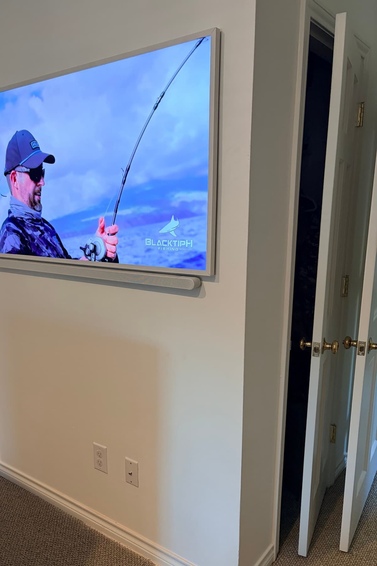 White Frame TV with Slim Soundbar